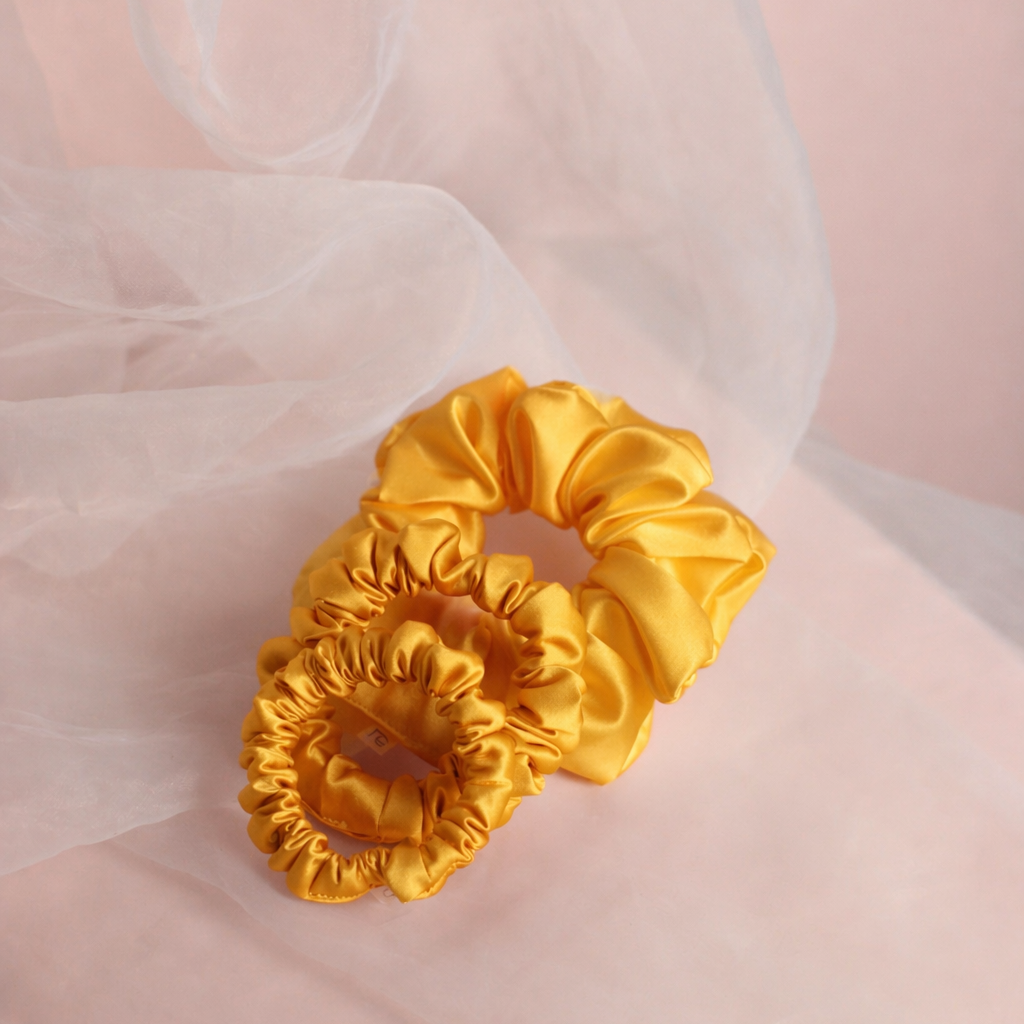 Sunlit Gold Silk Scrunchie